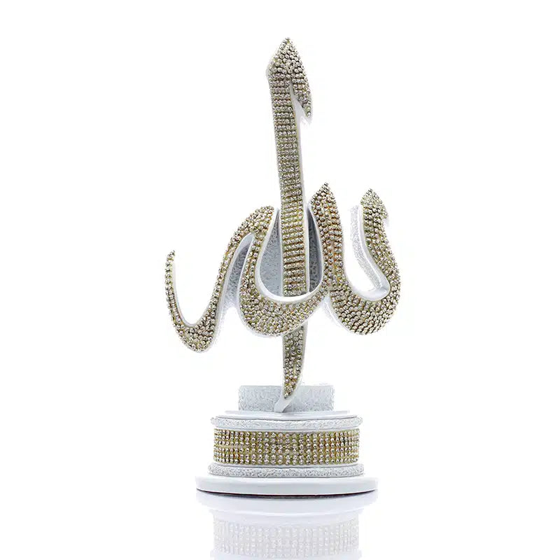 White Sculpted Allah & Muhammad Diamond Set (0141)