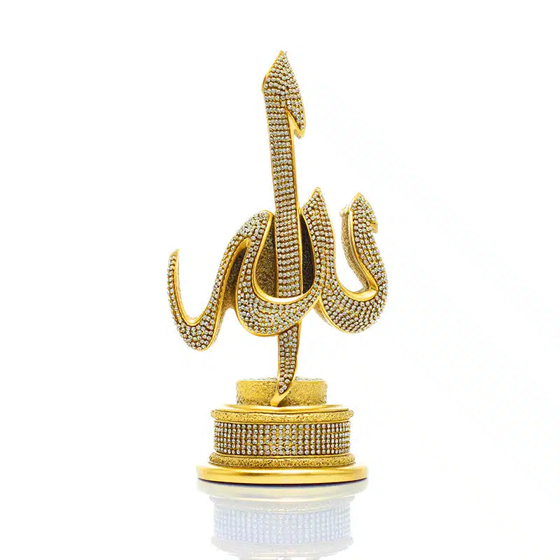Gold Sculpted Allah & Muhammad Diamond Set (0350)