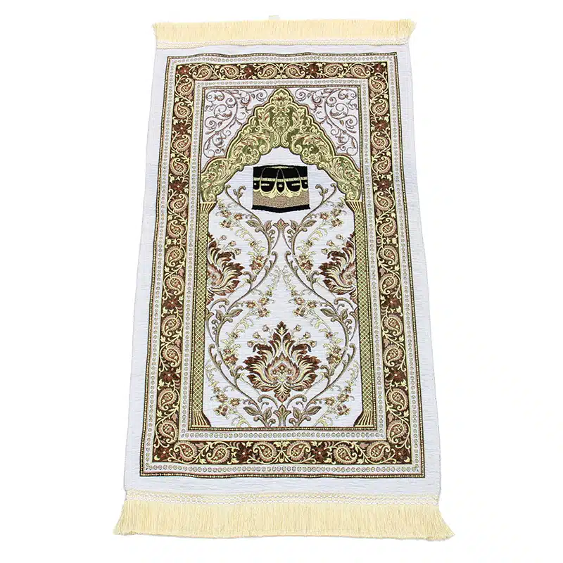 Kids Beige And Brown Kaaba Design Prayer Mat