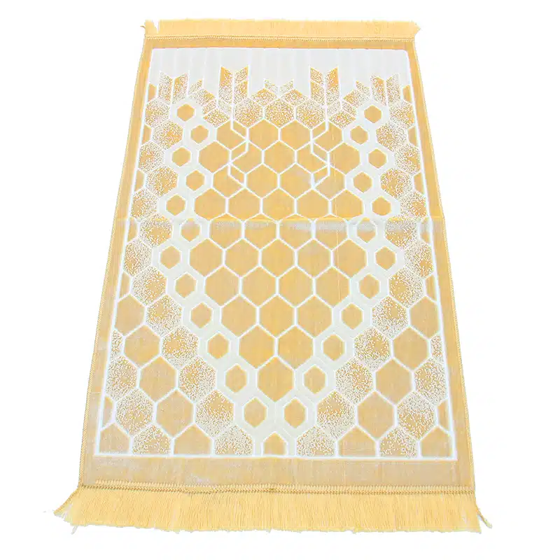 Begum Seccade Gold and White Prayer Mat