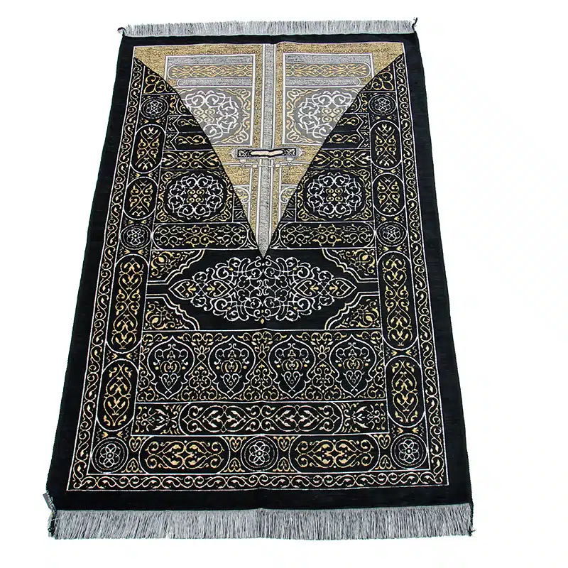 Black Kaaba Door Design Prayer Mat