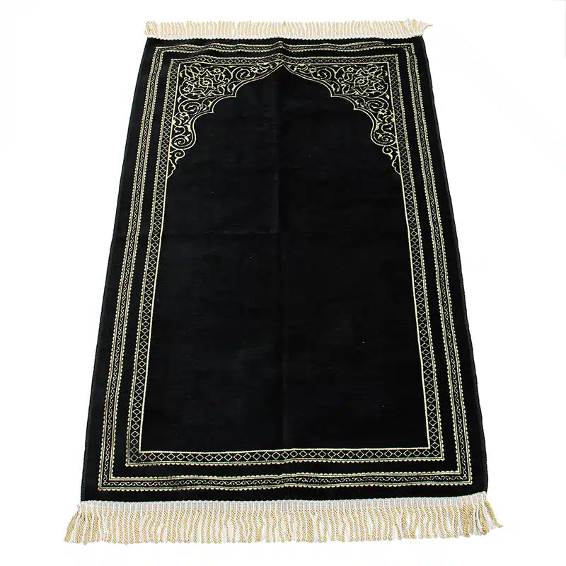 Black and Gold Design Prayer Mat