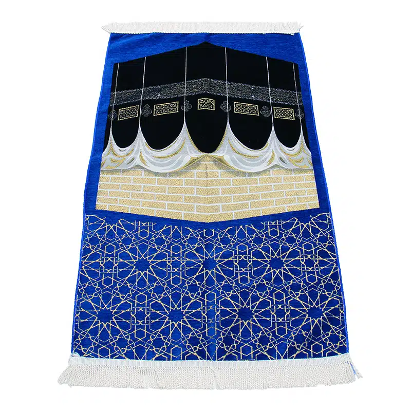 Blue Kaaba Print Design Prayer Mat