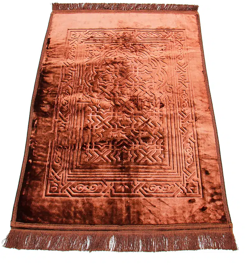 Brown Self Design Pattern Velvet Prayer Mat