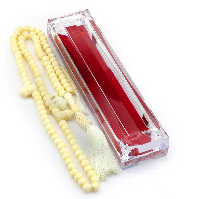 Dark Cream Tasseled Camel Bone Tasbih (129)