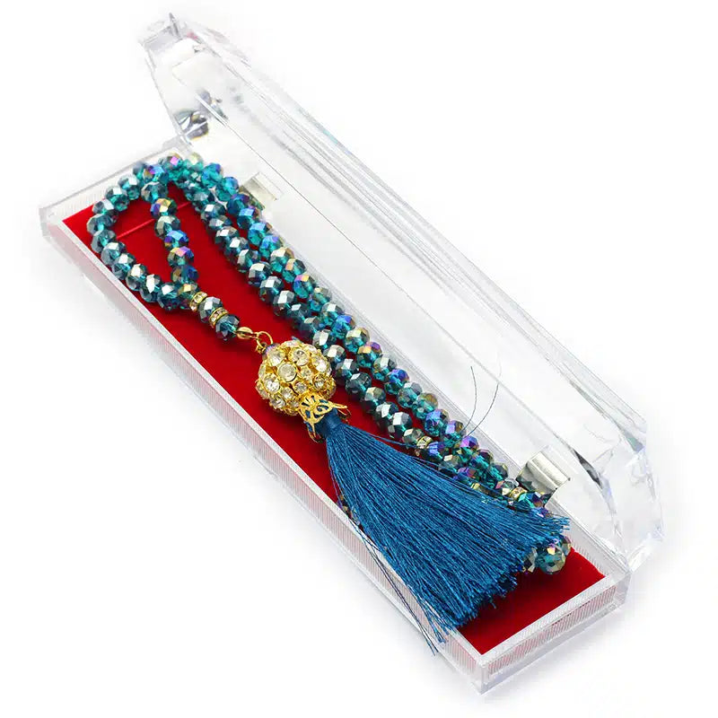 Teal Blue Crystal Tasbih (124)
