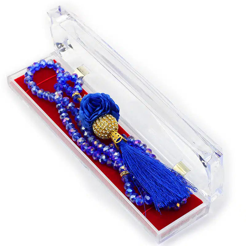 Navy Blue Crystal Tasbih (130)
