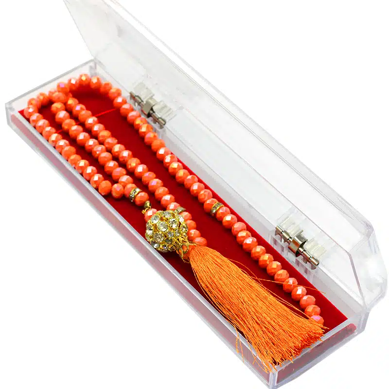 Bright Orange Crystal Tasbih (120)