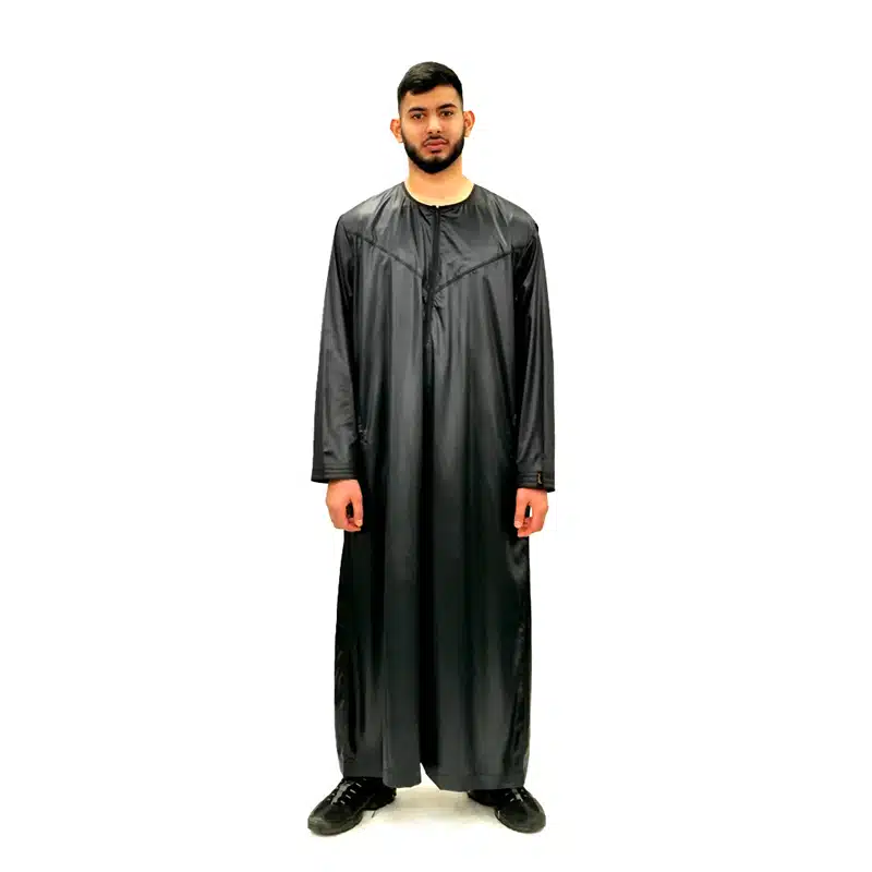 Omani Men's Triple Black Thobe 1501