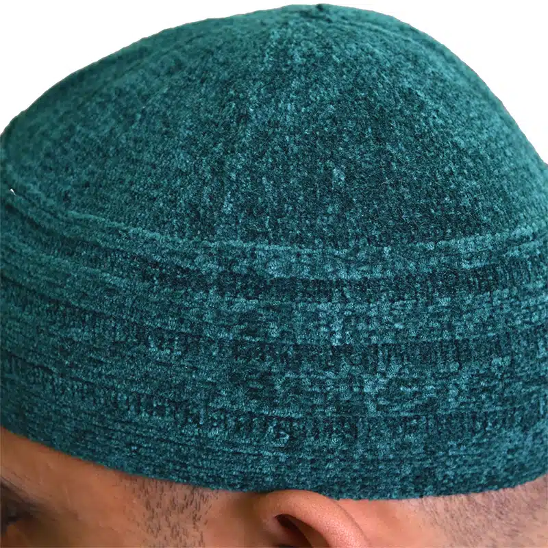 Men's Dark Green Velvet Prayer Hat