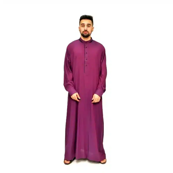 Men's Collared Textured Lilac & Plum Thobe 651- 5