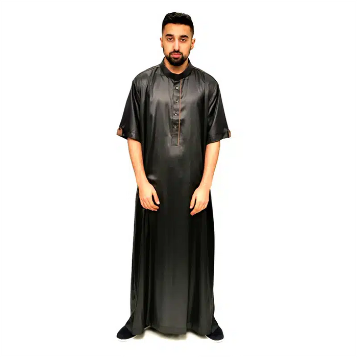 Men's Half Sleeve Collared Black & Brown Thobe 822- 824