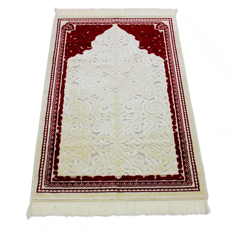 Sina Secc White And Red Prayer Mat
