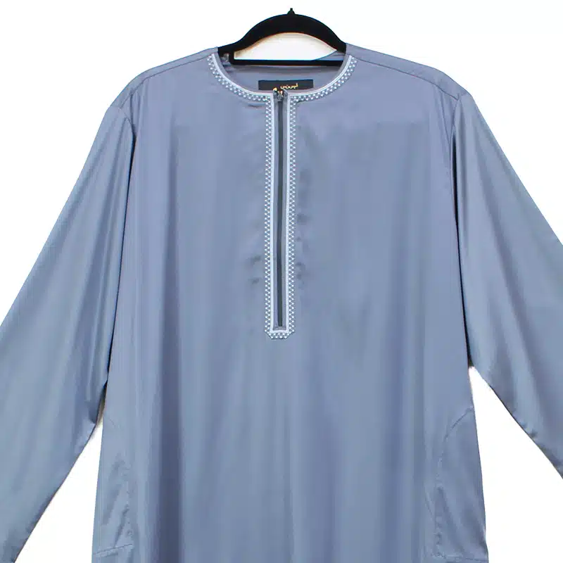 Omani Satin Tasseled Grey Thobe ASM-K40-19