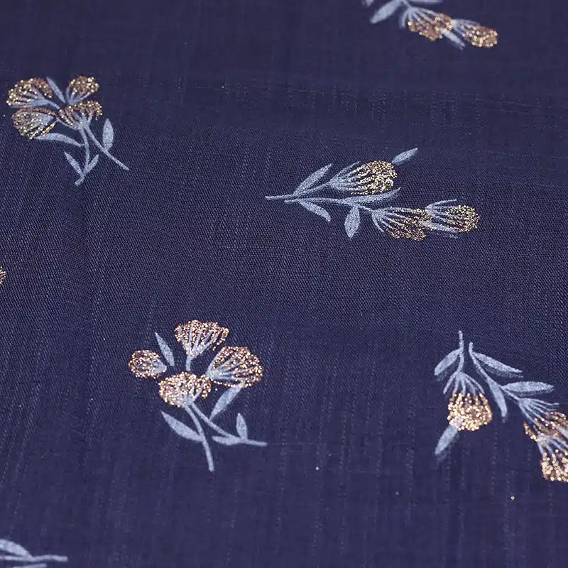 Shimmer Printed Cotton Navy Hijab