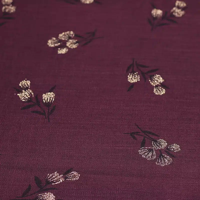 Shimmer Printed Cotton Dark Maroon Hijab