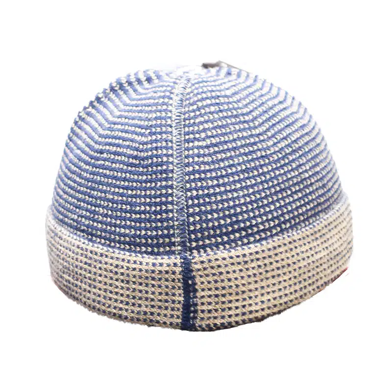 Men's Two Tone Navy & Grey Checkered Kufi