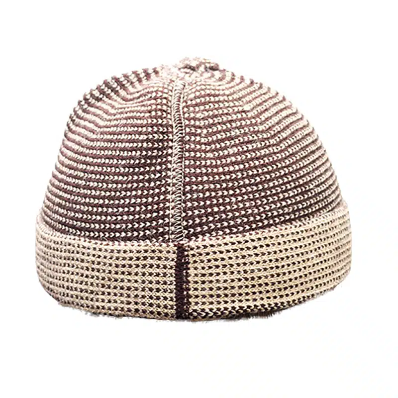 Men's Two Tone Brown & Cream Checkered Kufi