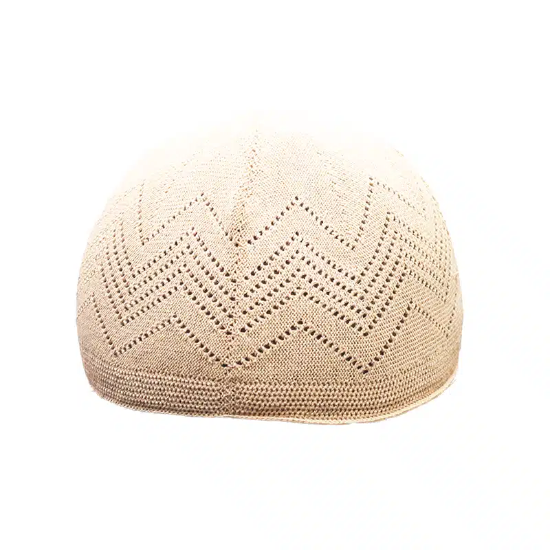 Men's Knitted Cotton Cream Prayer Kufi