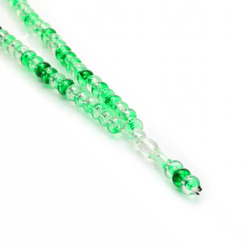 100 Bead Transparent Two Tone Green Tasbih