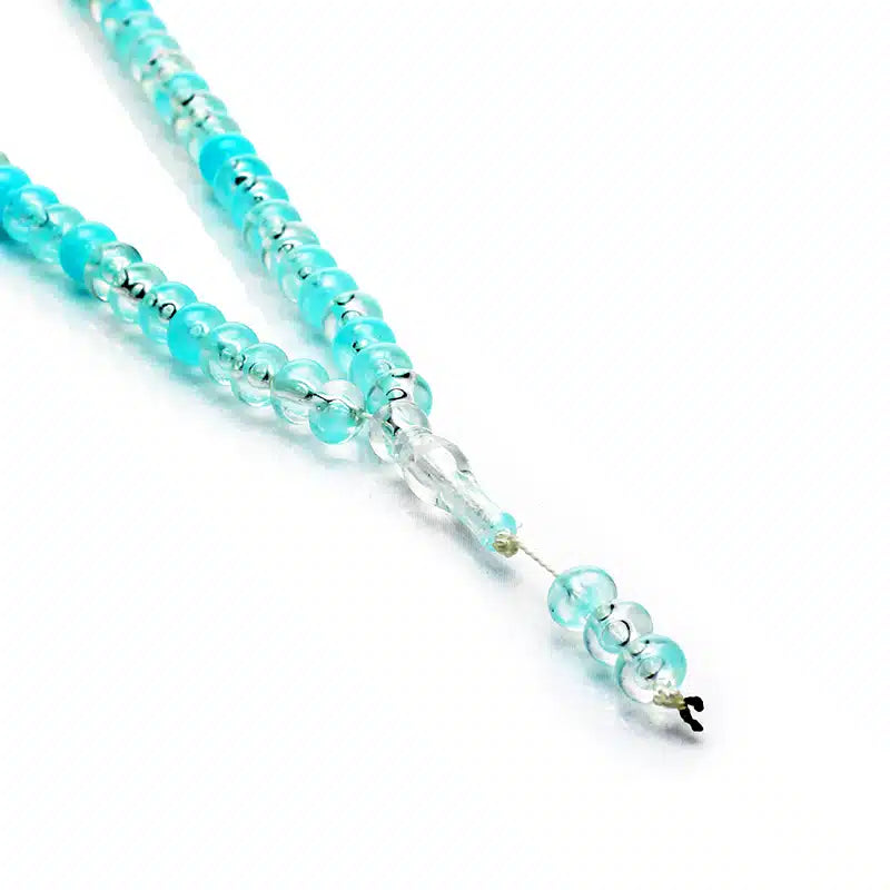 100 Bead Transparent Two Tone Light Blue Tasbih