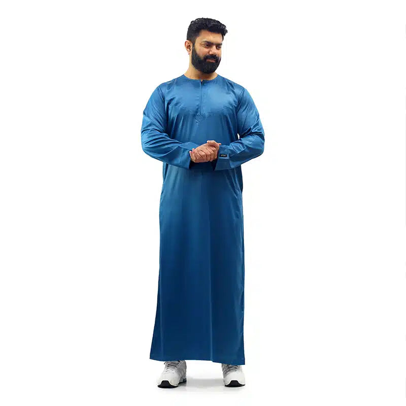 Omani Teal Blue Satin Thobe ASM-K16 20