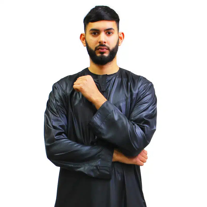 Tasseled Satin Black Thobe