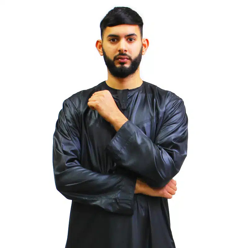 Tasseled Satin Black Thobe