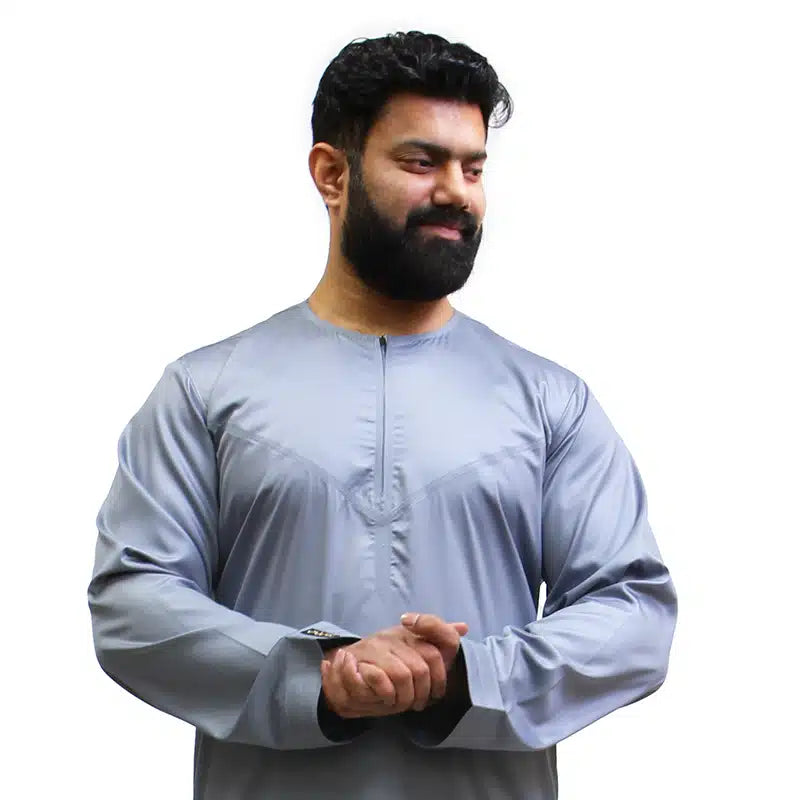 Omani Satin Sky Blue Thobe 1501-07