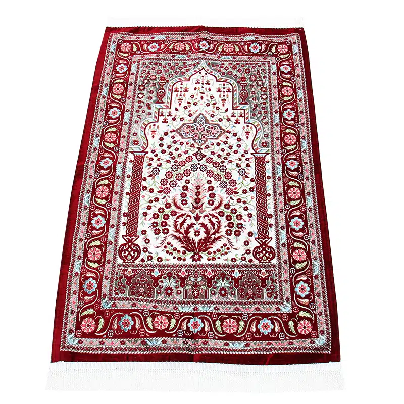 Maroon Traditional Design Prayer Mat