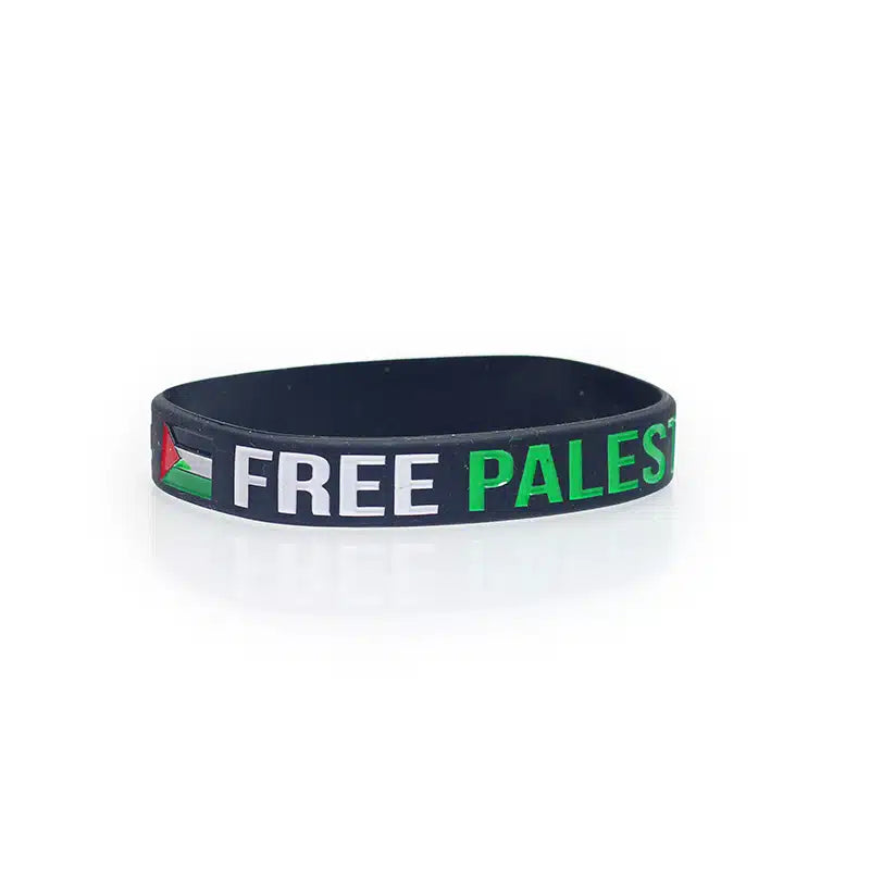 Free Palestine Wristband with Flag Black