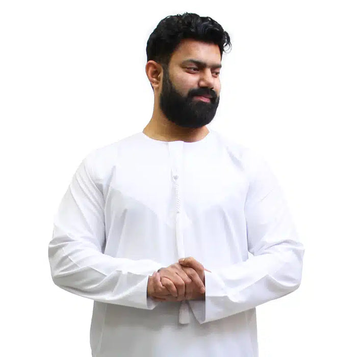 Omani Tassel White Thobe