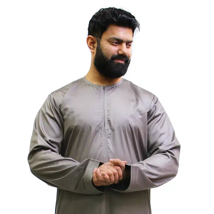 Omani Graphite Satin Grey Thobe 1501-04