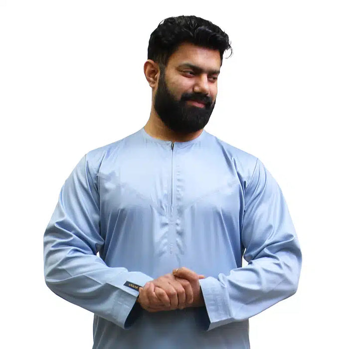 Omani Satin Sky Blue Thobe 1501-05