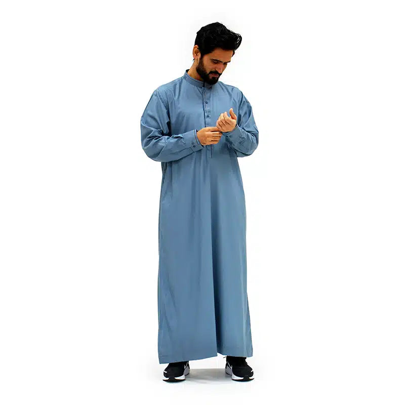 Blue Collared Pattern Thobe ASM 956-03