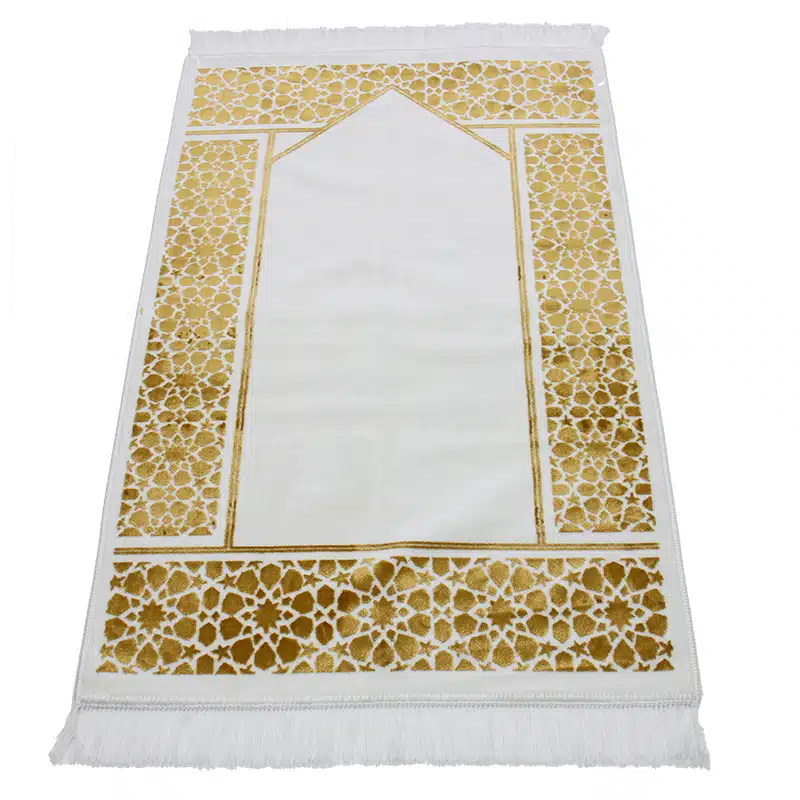 Adel Seccade White And Gold Prayer Mat