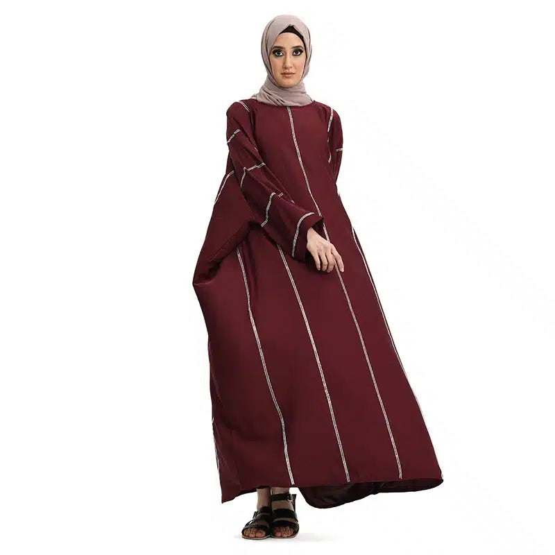 Women's Sequence Batwing Maroon Abaya