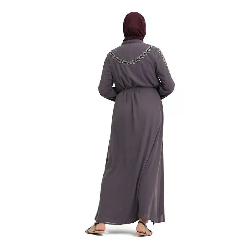 Fozia Diamond Beaded Grey Kimono