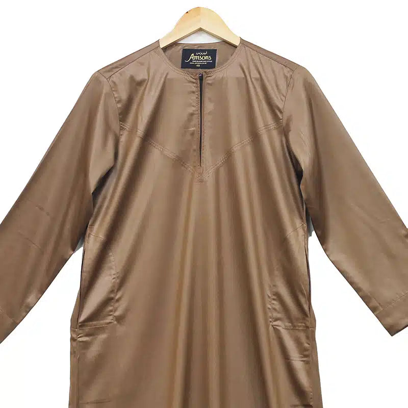 Kids Omani Satin Caramel Thobe ASB- K34 COL 17