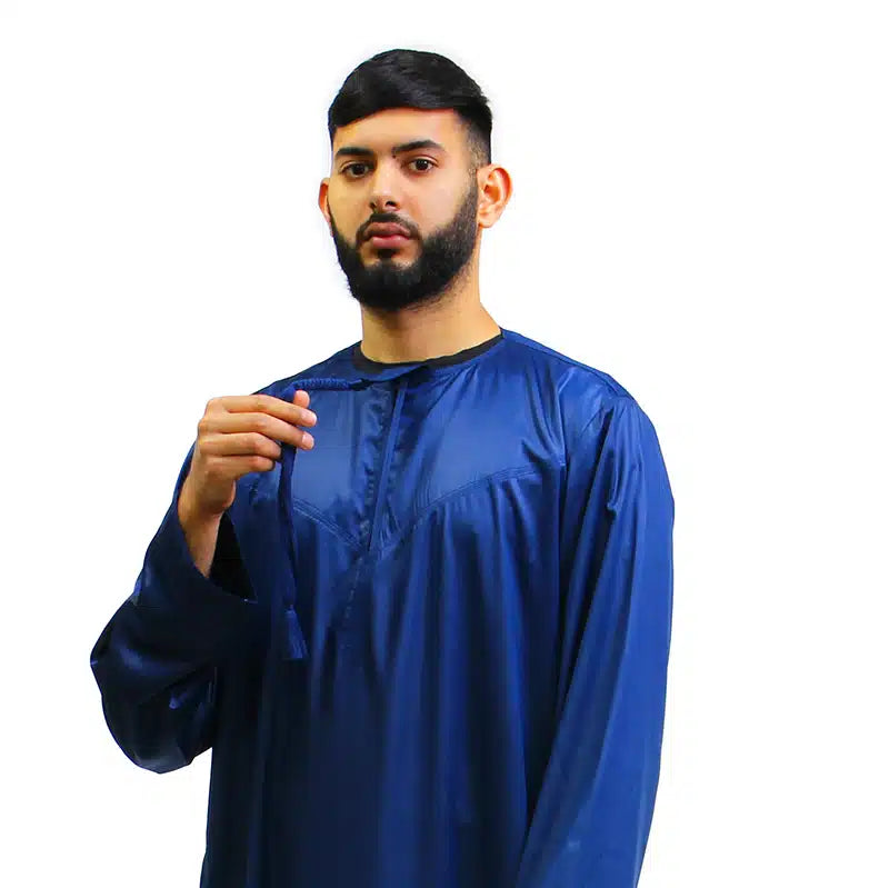 Omani Satin Tassel Navy Thobe