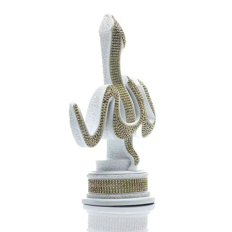 White Sculpted Allah & Muhammad Diamond Set (0141)