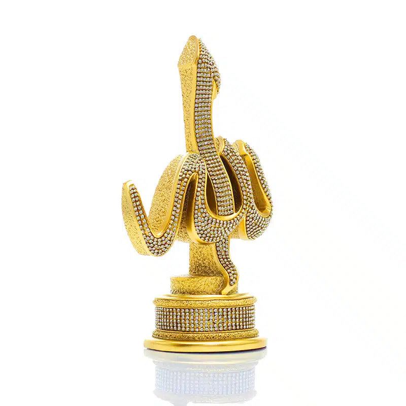 Gold Sculpted Allah & Muhammad Diamond Set 03508