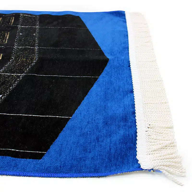 Blue Kaaba Print Design Prayer Mat