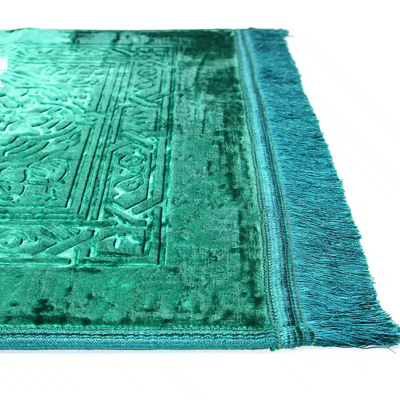 Green Self Design Pattern Velvet Prayer Mat