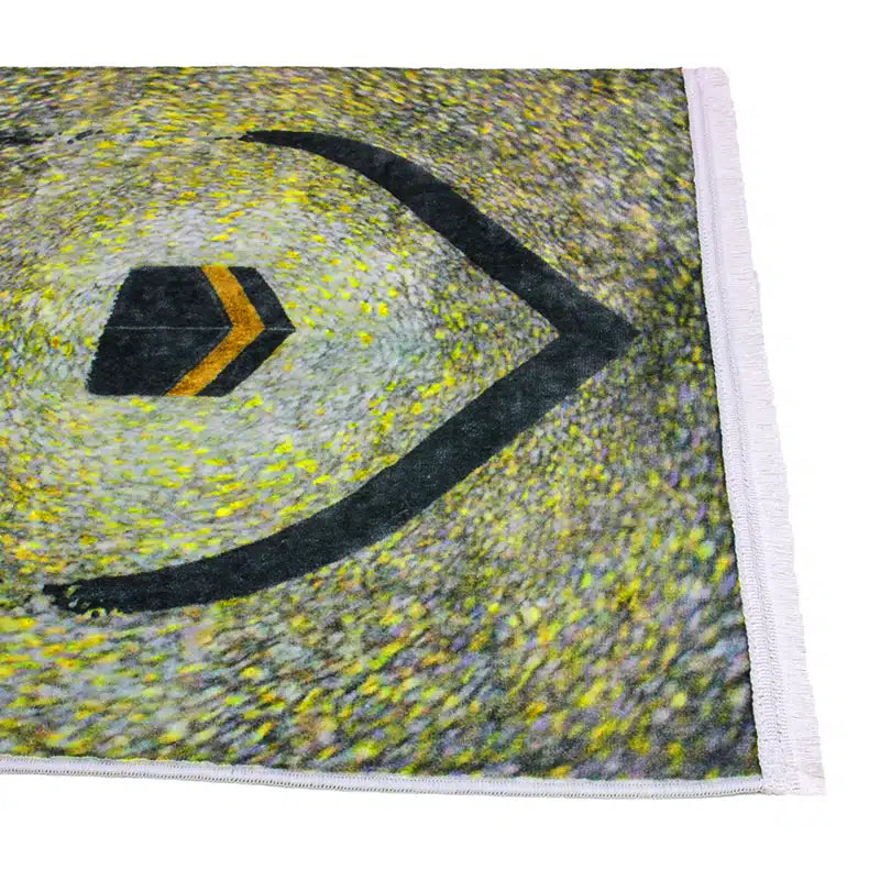 Gusto Seccade Gold And Black Pattern With Kaaba Print Prayer Mat