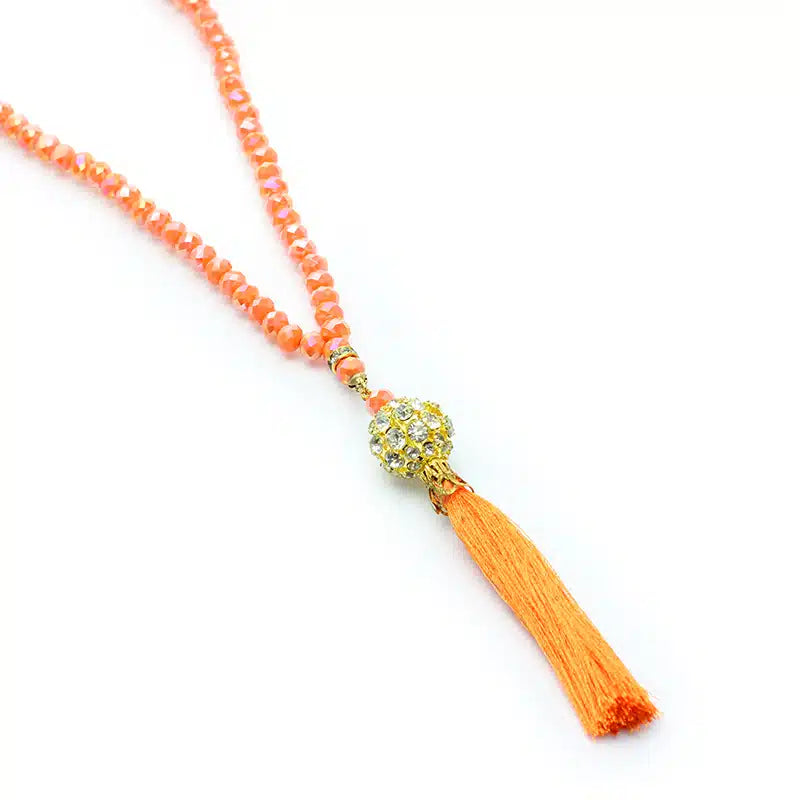 Bright Orange Crystal Tasbih (120)