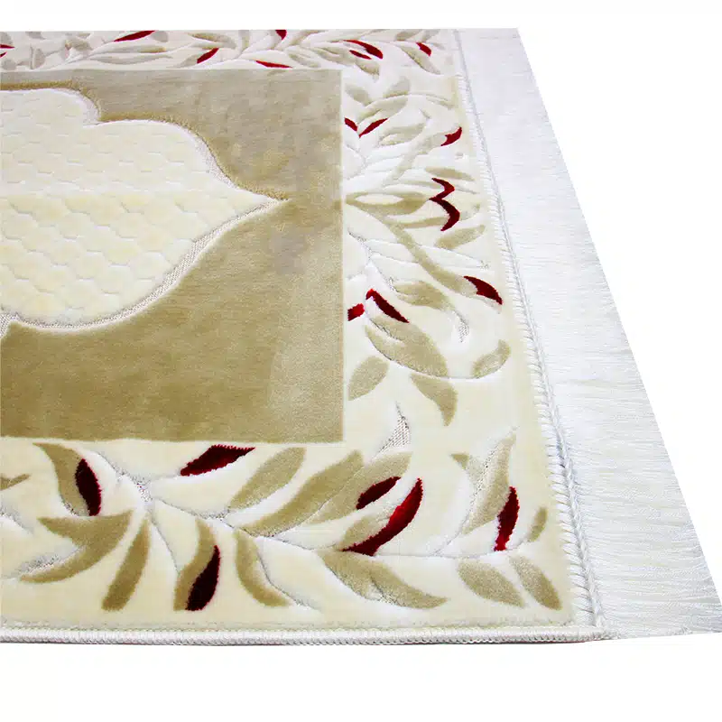 Megans Secade White-Red Floral Pattern Prayer Mat