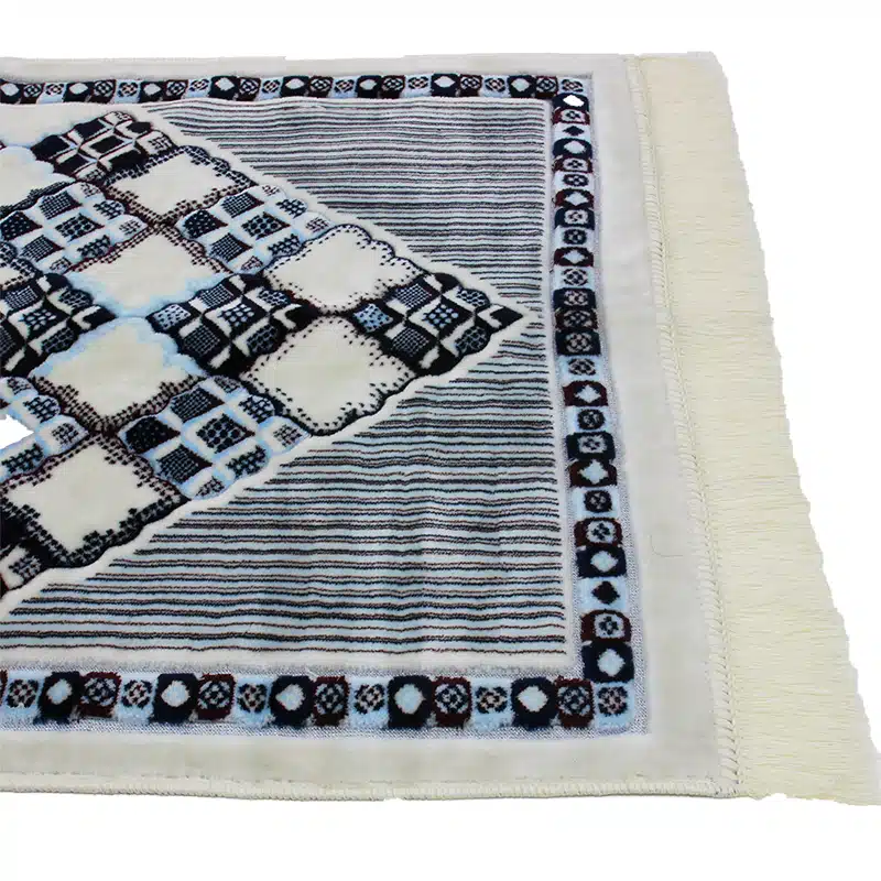 Megane Seccade White, Black & Blue Prayer Mat