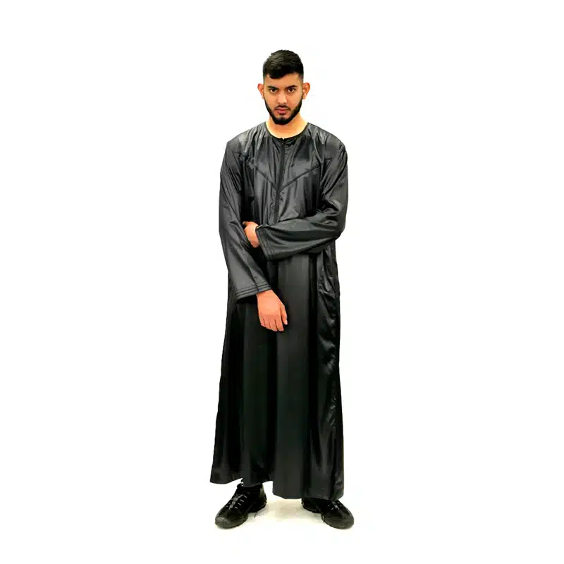 Omani Men's Triple Black Thobe 1501