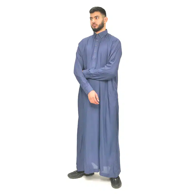 Men's Tuxedo Collared Blue Thobe 632- 2